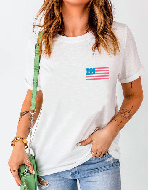 Load image into Gallery viewer, US Flag Round Neck Short Sleeve T-Shirt
