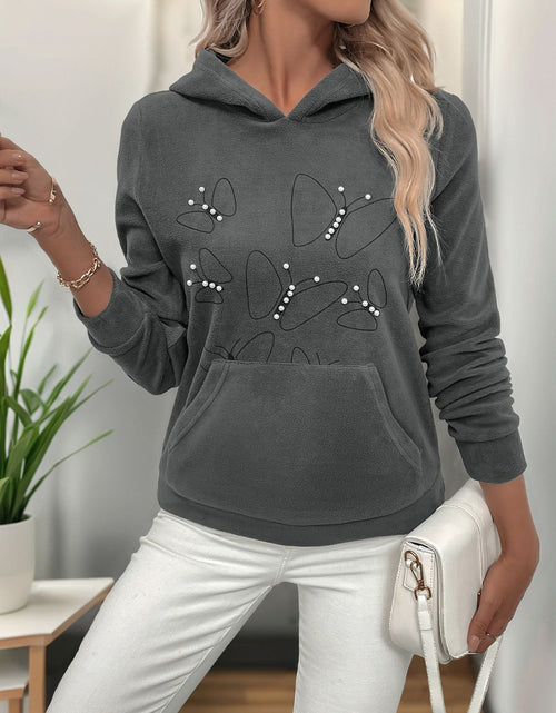 Load image into Gallery viewer, Perfee Pearl Butterfly Long Sleeve Hoodie

