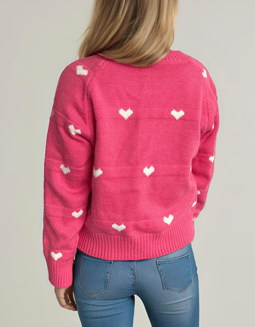 Load image into Gallery viewer, Heart Round Neck Zip Up Cardigan
