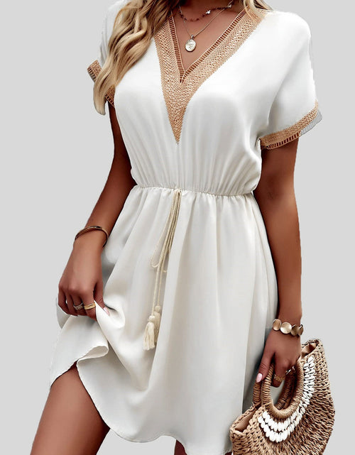 Load image into Gallery viewer, Tassel V-Neck Short Sleeve Dress
