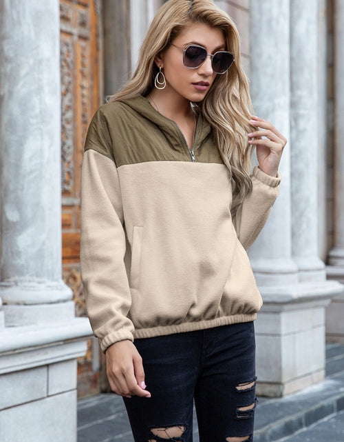 Load image into Gallery viewer, Ivy Lane Pocketed Color Block Quarter Zip Hoodie
