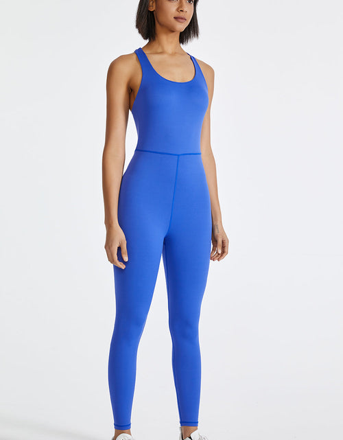 Load image into Gallery viewer, Crisscross Back Wide Strap Active Jumpsuit
