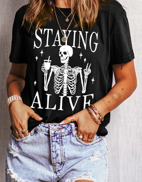 Load image into Gallery viewer, Graphic Round Neck Short Sleeve T-Shirt
