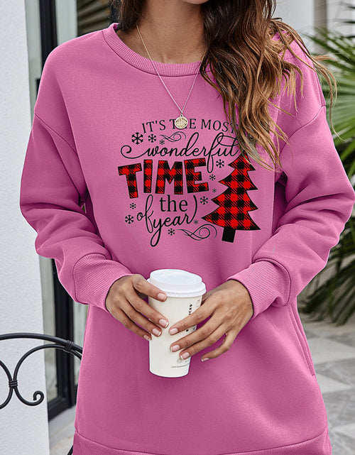 Load image into Gallery viewer, Christmas Tree Graphic Drop Shoulder Sweatshirt
