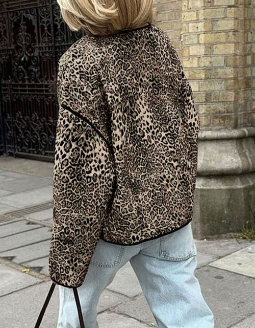 Load image into Gallery viewer, Perfee Leopard Open Front Long Sleeve Jacket
