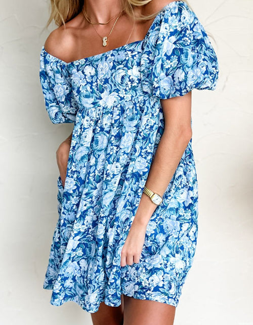 Load image into Gallery viewer, Floral Puff Sleeve Babydoll Mini Dress
