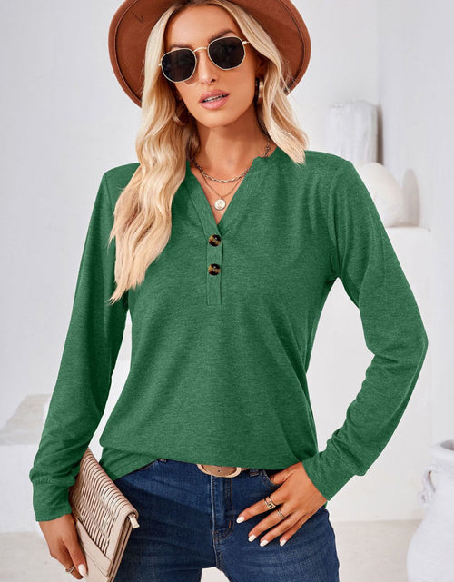 Load image into Gallery viewer, V-Neck Buttoned Long Sleeve Blouse
