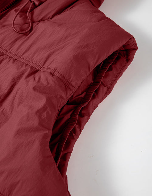 Load image into Gallery viewer, Drawstring Zip Up Hooded Vest Coat
