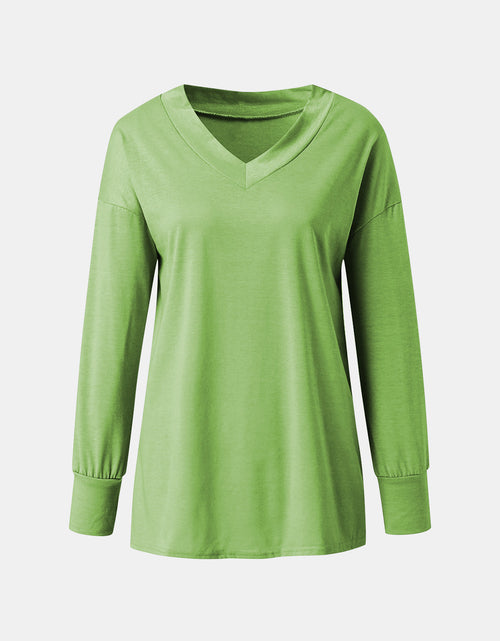 Load image into Gallery viewer, Full Size V-Neck Long Sleeve T-Shirt
