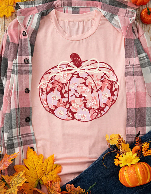 Load image into Gallery viewer, Pumpkin Graphic Round Neck Long Sleeve T-Shirt
