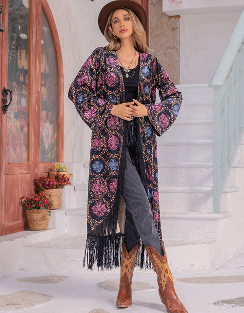 Load image into Gallery viewer, Fringe Open Front Long Sleeve Cardigan
