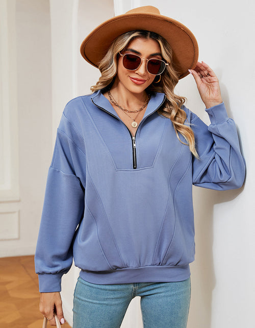 Load image into Gallery viewer, Half-Zip Dropped Shoulder Sweatshirt
