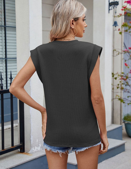 Load image into Gallery viewer, Corded Rib Round Neck T-Shirt
