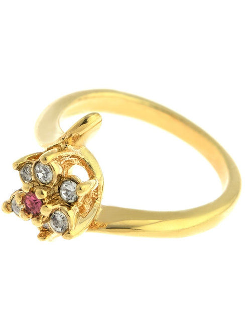 Load image into Gallery viewer, Vintage 1970's Amethyst Crystal and Genuine Pinfire Opal Ring 18kt Yellow Gold Electroplated Ring by PVD Vintage Jewelry
