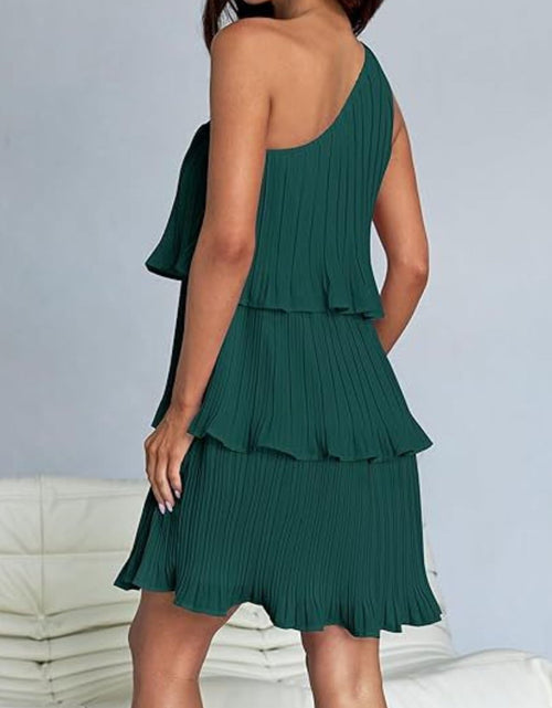 Load image into Gallery viewer, Layered Single Shoulder Mini Dress
