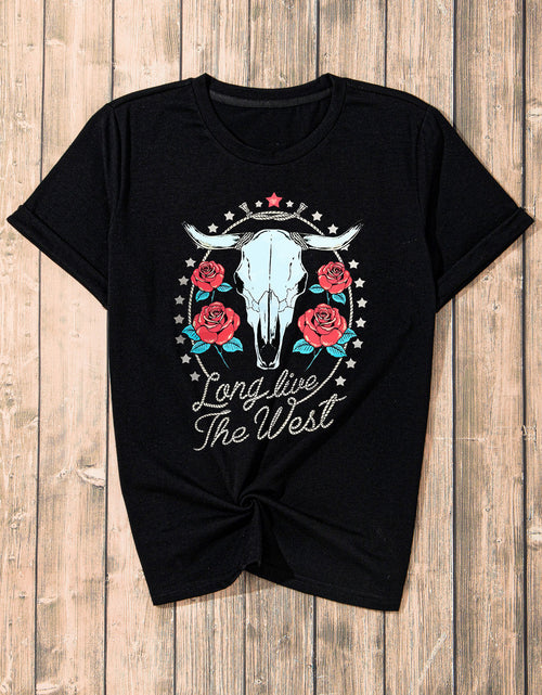 Load image into Gallery viewer, Graphic Round Neck Short Sleeve T-Shirt
