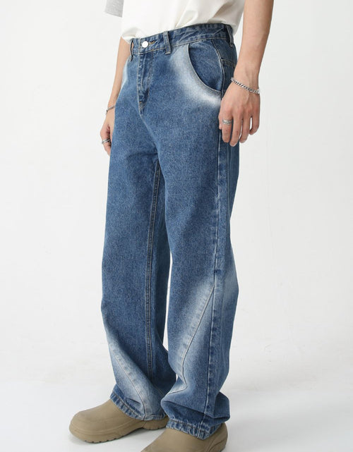 Load image into Gallery viewer, Men's Tie-Dye Washed Straight Leg Jeans
