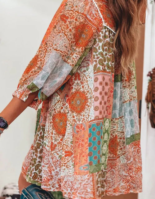 Load image into Gallery viewer, Tassel Printed Three-Quarter Sleeve Mini Dress
