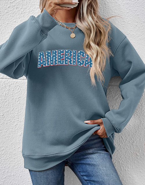 Load image into Gallery viewer, AMERICA Round Neck Dropped Shoulder Sweatshirt
