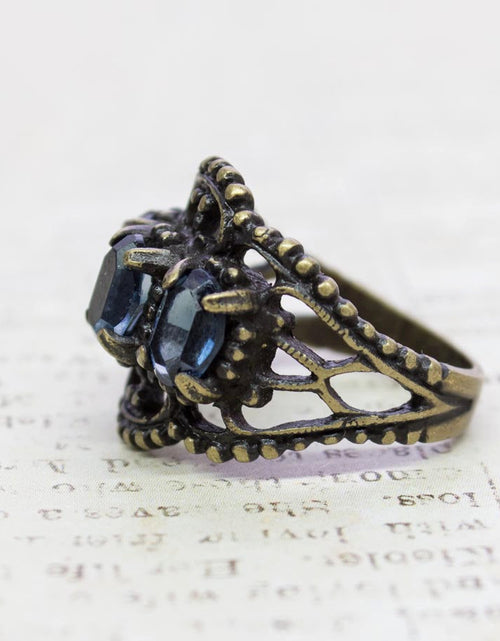 Load image into Gallery viewer, Vintage Ring Austrian Crystal Cocktail Ring Antique 18k Gold Womans Jewelry by PVD Vintage Jewelry
