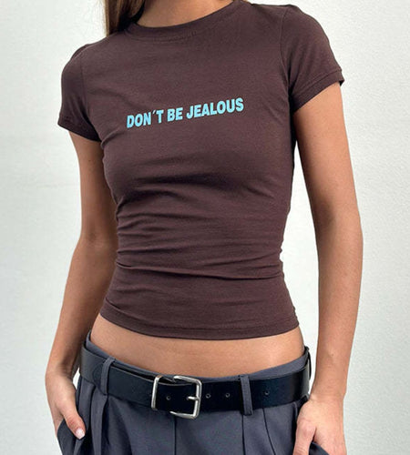 Letter Round Neck Short Sleeve T-Shirt