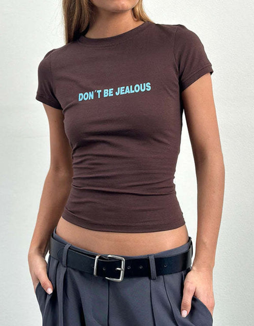Load image into Gallery viewer, Letter Round Neck Short Sleeve T-Shirt
