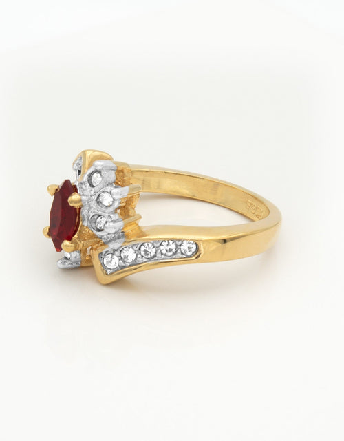 Load image into Gallery viewer, Vintage 1980s Ring Zirconia with Clear Austrian Crystals 18k Yellow Gold Electroplated by PVD Vintage Jewelry

