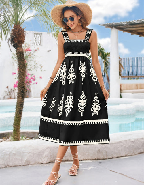 Load image into Gallery viewer, Printed Square Neck Wide Strap Midi Dress
