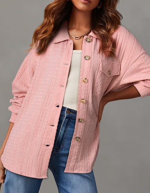 Load image into Gallery viewer, Textured Button Up Long Sleeve Shacket
