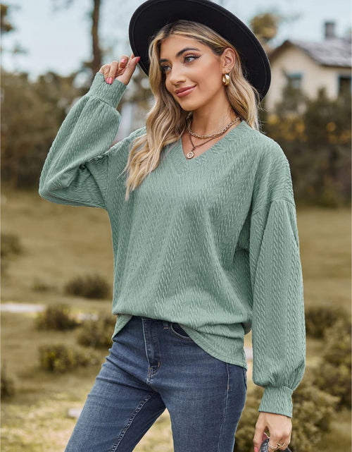 Load image into Gallery viewer, V-Neck Dropped Shoulder Blouse
