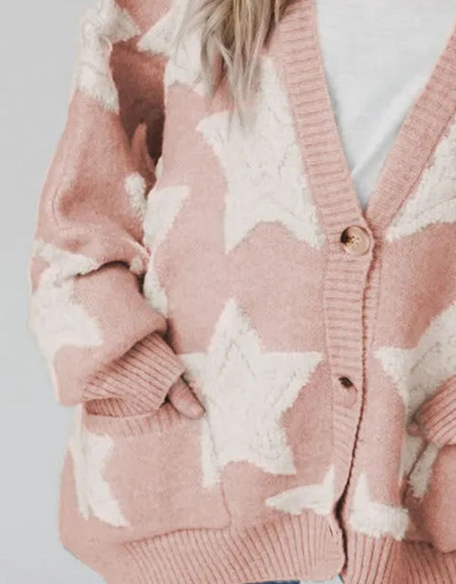 Load image into Gallery viewer, Star Button Up Long Sleeve Cardigan
