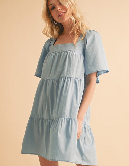 Load image into Gallery viewer, Aemi + Co Square Neck Half Sleeve Tiered Dress
