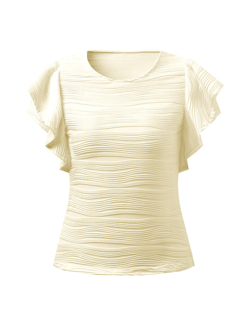 Load image into Gallery viewer, Textured Round Neck Cap Sleeve Top
