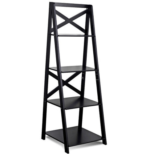 Load image into Gallery viewer, 4-Tier Leaning Free Standing Ladder Shelf Bookcase
