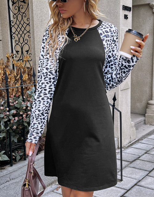 Load image into Gallery viewer, Ivy Lane Leopard Round Neck Long Sleeve Dress
