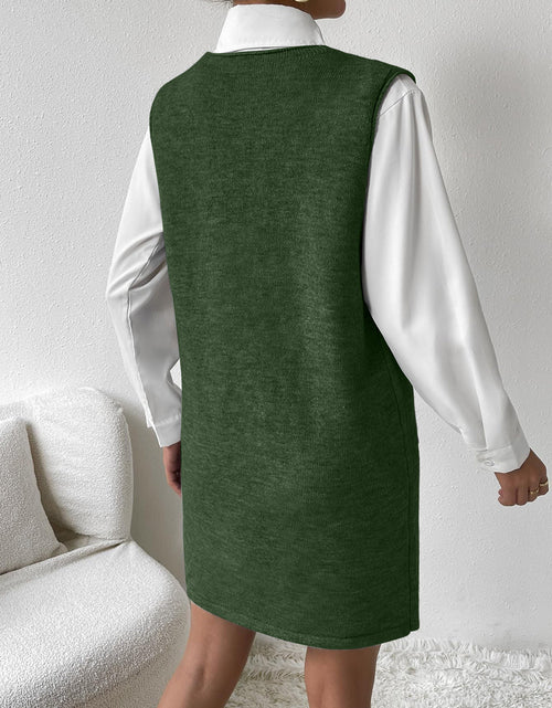 Load image into Gallery viewer, V-Neck Sleeveless Sweater Dress with Pockets
