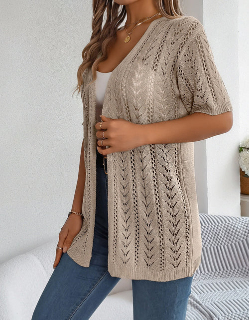 Load image into Gallery viewer, Openwork Open Front Half Sleeve Cardigan
