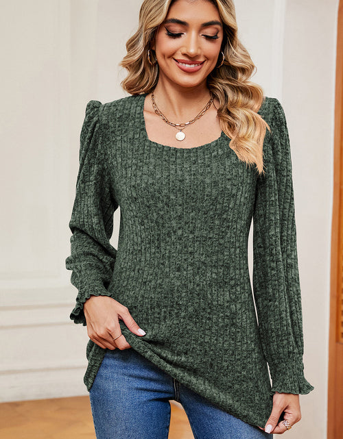 Load image into Gallery viewer, Square Neck Flounce Sleeve T-Shirt
