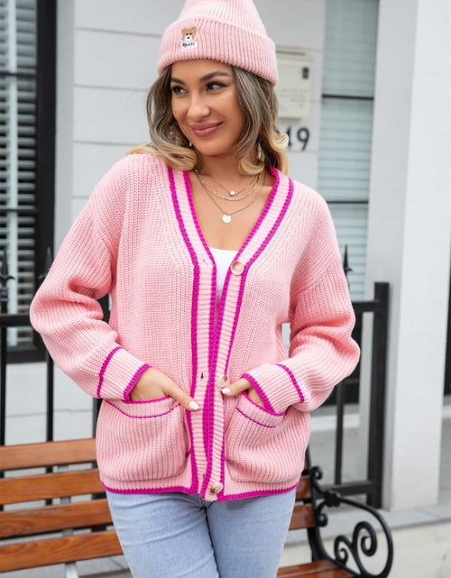 Load image into Gallery viewer, Angel Wings Waffle Knit V-Neck Cardigan with Pocket

