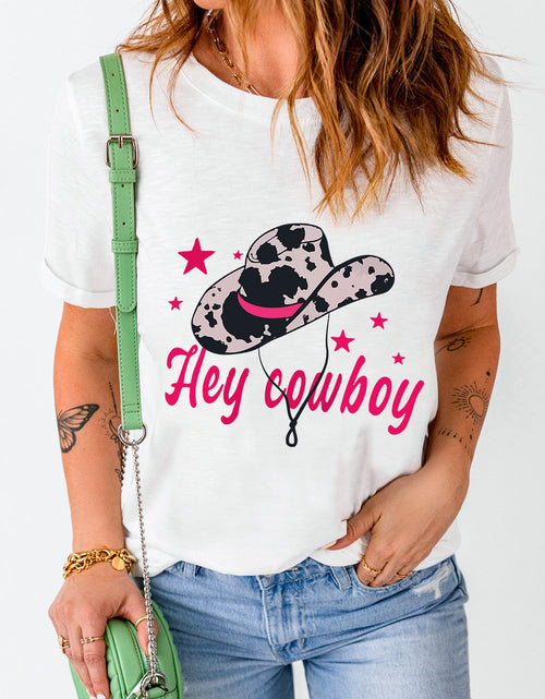 Load image into Gallery viewer, Graphic Round Neck Short Sleeve T-Shirt
