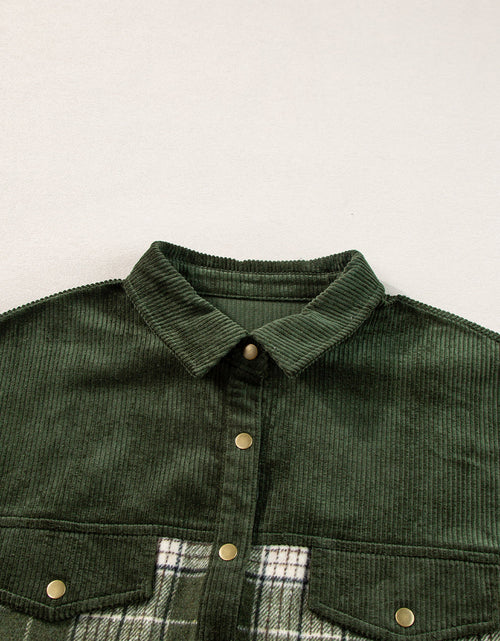 Load image into Gallery viewer, Snap Down Collared Neck Plaid Shacket
