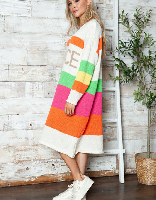 Load image into Gallery viewer, Color Block V-Neck Long Sleeve Sweater Dress
