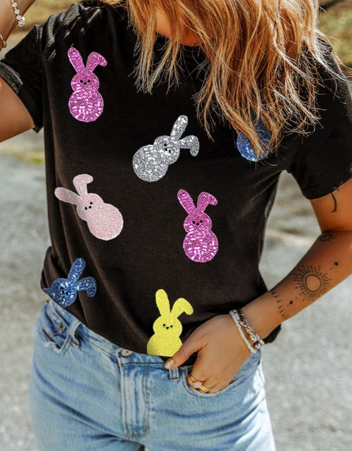 Load image into Gallery viewer, Sequin Bunny Doll Short Sleeve T-Shirt
