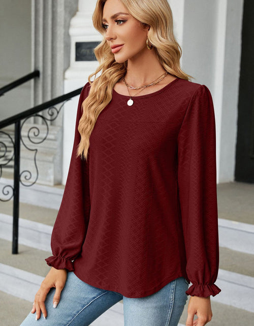 Load image into Gallery viewer, Round Neck Flounce Sleeve Blouse
