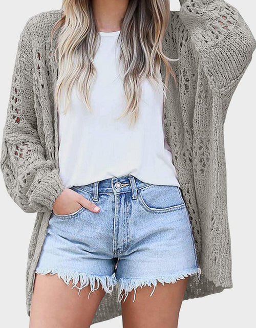 Load image into Gallery viewer, Openwork Open Front Long Sleeve Cardigan
