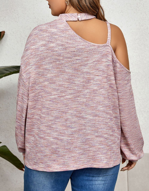Load image into Gallery viewer, Honey Plus Size Mock Neck Cutout Shoulder Blouse

