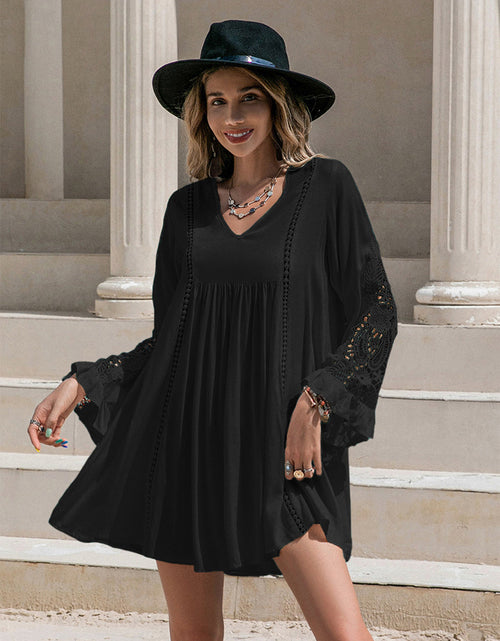 Load image into Gallery viewer, Lace Detail V-Neck Mini Dress
