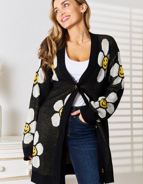 Load image into Gallery viewer, Perfee Floral Button Down Longline Cardigan
