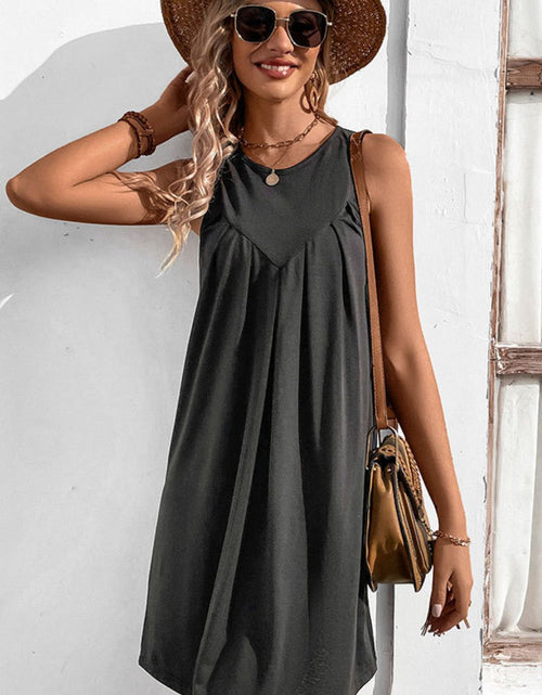 Load image into Gallery viewer, Perfee Round Neck Sleeveless Mini Dress
