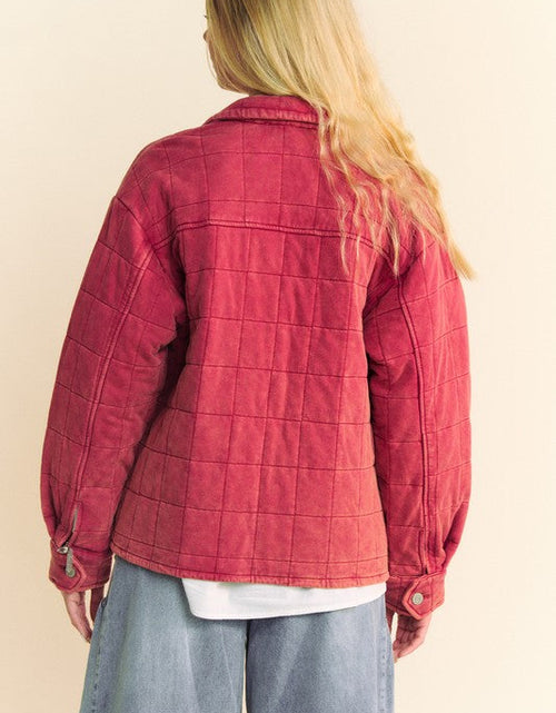 Load image into Gallery viewer, Davi &amp; Dani Quilted Button Down Shacket with Chest Pockets
